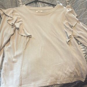 Maurices Cream Ruffle Sweatshirt